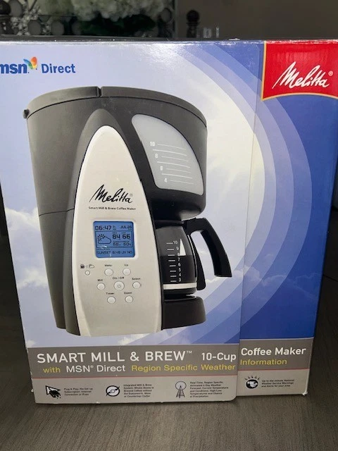 NEW Melitta Smart Mill & Brew Coffee Maker Grinder 10 Cup w/MSN Direct (ME1MSB)