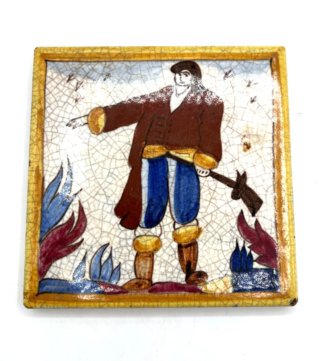 Antique AETCO American Faience European Style Art Tile, Traveler