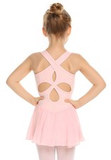 Arshiner Kid Girls Hollow Back Ballet Leotard with Skirt 4-5T, Pink
