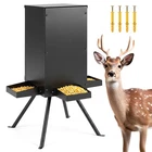 90LB Gravity Deer Feeder with 4 Feeding Trays and 4-Leg Stand for Hunting, Farm