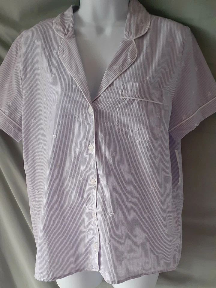 Conjunto de Pijama Charter Club Púrpura Blanco Manga Corta Pantalones Cortos Pequeño 40" BUSTO Foto 3 de 4