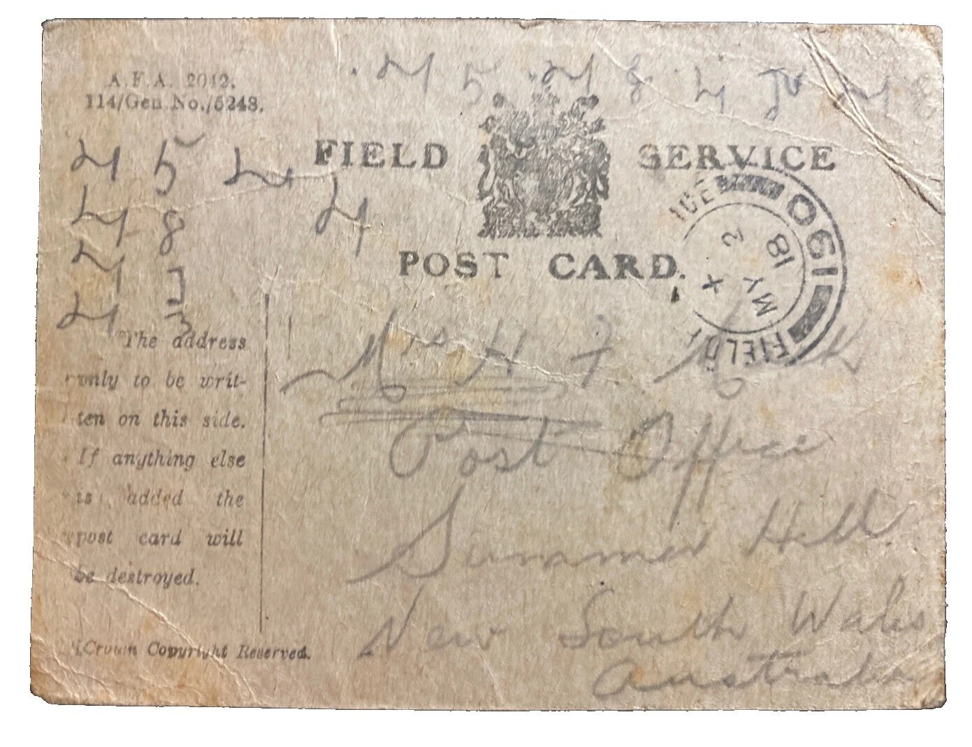 WWI Cover Australian Stamps