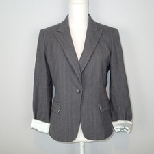 Elie Tahari Blazer Jacket Women US 10 wool bl charcoal gray stripes career fh