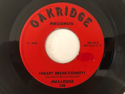 TX Rockabilly 45 JIM & LOUISE Heart Break County OAKRIDGE hear