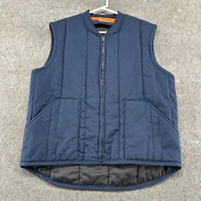 Red Kap Vest Men L Regular Blue Navy Quilted Full Zip Lined Utility Workwear Y2K
