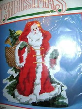 Bucilla Christmas Plastic Canvas Doorstop Kit:Antique Santa Needlepoint OOOE  