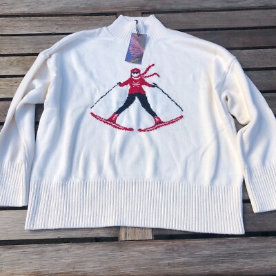 BNWT JOULES Abigail Light Cream Intarsia Ski Jumper SIZE UK18