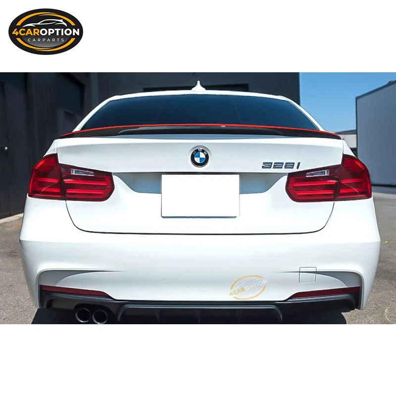 Fits 12-18 BMW F30 F80 M3 P Style Red Line CF Carbon Fiber Rear Trunk Spoiler Foto 2 de 4