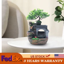 LED Desktop Water Fountain Waterfall Ornament w/ Pump Office Home Indoor Decor