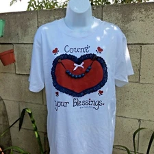 Screen Stars Best Women T-Shirt Large White 50% Cotton 50% Polyester