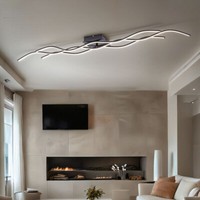 Deckenlampe Deckenleuchte Wohnzimmerlampe Wellen Design Schwarz Led L 137,5 Cm