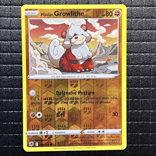 Hisuian Growlithe #70/189 Astral Radiance Pokemon Reverse Holo Common Card - Picture 1 of 4