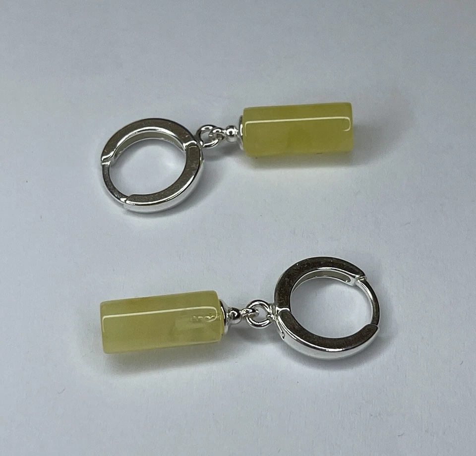 Natural Cylinder AMBER Earrings with Sterling Silver.YELLOW Color Amber Earrings - Image 4 of 4