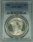 1923 Peace Silver $1 Dollar Coin PCGS MS 62 (17) E