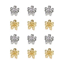 12 PCS Mini Flower Hair Clips Gold  Silver Metal Barrettes for Women  Girls