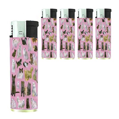 Whole Lotta Cats C2 Lighters Set of 5 Electronic Refillable Butane Blue