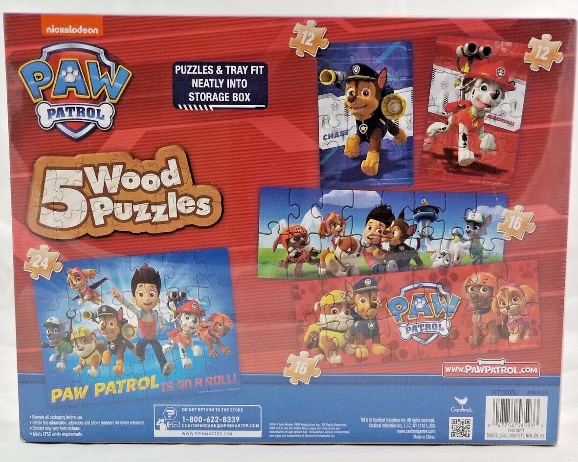 paw patrol 5 wooden puzzles box set