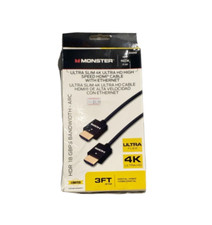 Monster Just Hook It Up 3 Foot Ultra Slim 4K High Speed HDMI Cable with Ethernet