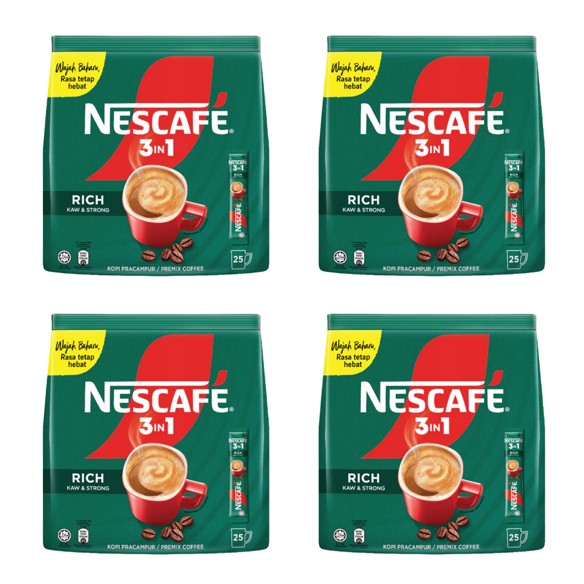 Nescafe 3 in 1 Rich Blend & Brew Instant Coffee 25 sticks (4-pack