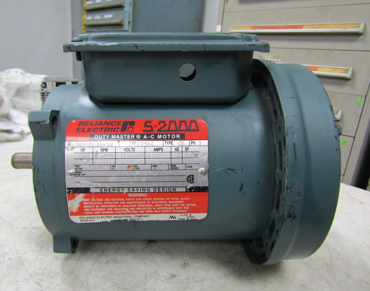 NEW RELIANCE .33HP DUTY MASTER AC MOTOR 3450RPM 120/240V EB56C FR  D78R6051N-VY | eBay