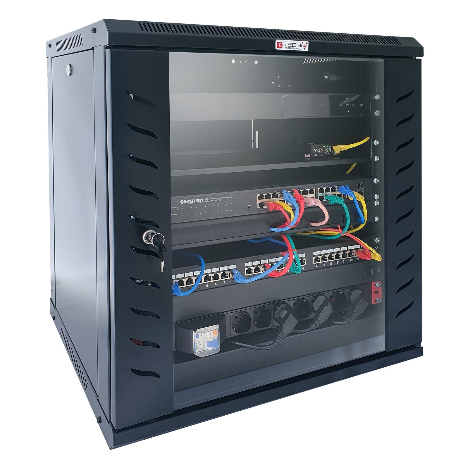 Armadio Rack 19'' a Muro 12 Unit&agrave; P.600 mm Flat Pack Nero