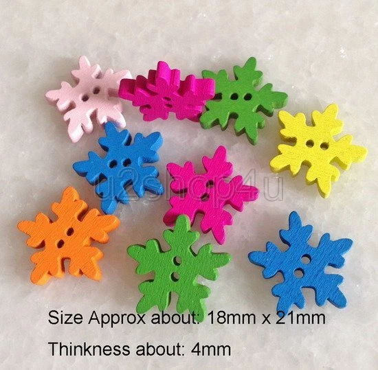 100pcs Mixed Color Flower 2 Holes Wooden Buttons Fit Sewing and Scrapbook Unk001 - Image 3 of 4