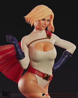 Powergirl, DC Comics, 1/4-1/24, Figur, Unbemalt, 3D-Druck, Statue, Abe3D, MFW