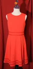 Calvin Klein Women's 10 Sleeveless Mesh Corded Detail Flare Pink -  Coral Dress