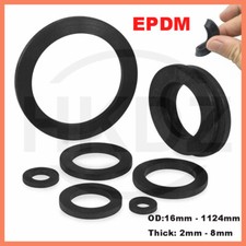 2-8mm Thick Black EPDM Rubber Flat Round Ring Washer Seal Gaskets 16mm-1124mm OD