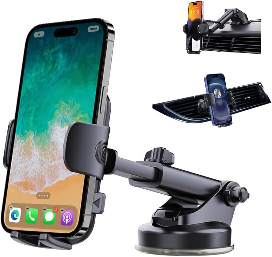 Car Phone Holder Mount 3 in 1 with Matel Hook Clip Universal Automobile Cradle 8