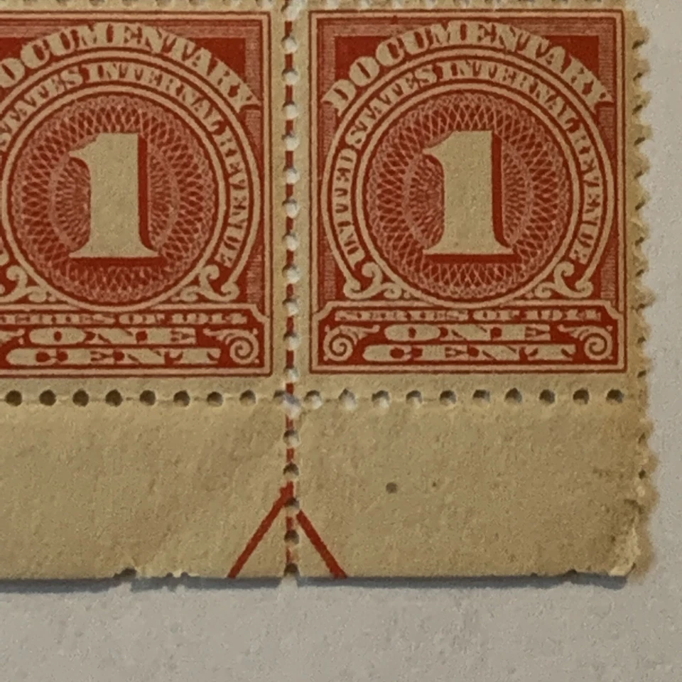 1914 U.S. 1C DOCUMENTARY STAMPS PARTIAL MINT SHEET ARROW GUIDED LINE - Image 2 of 3
