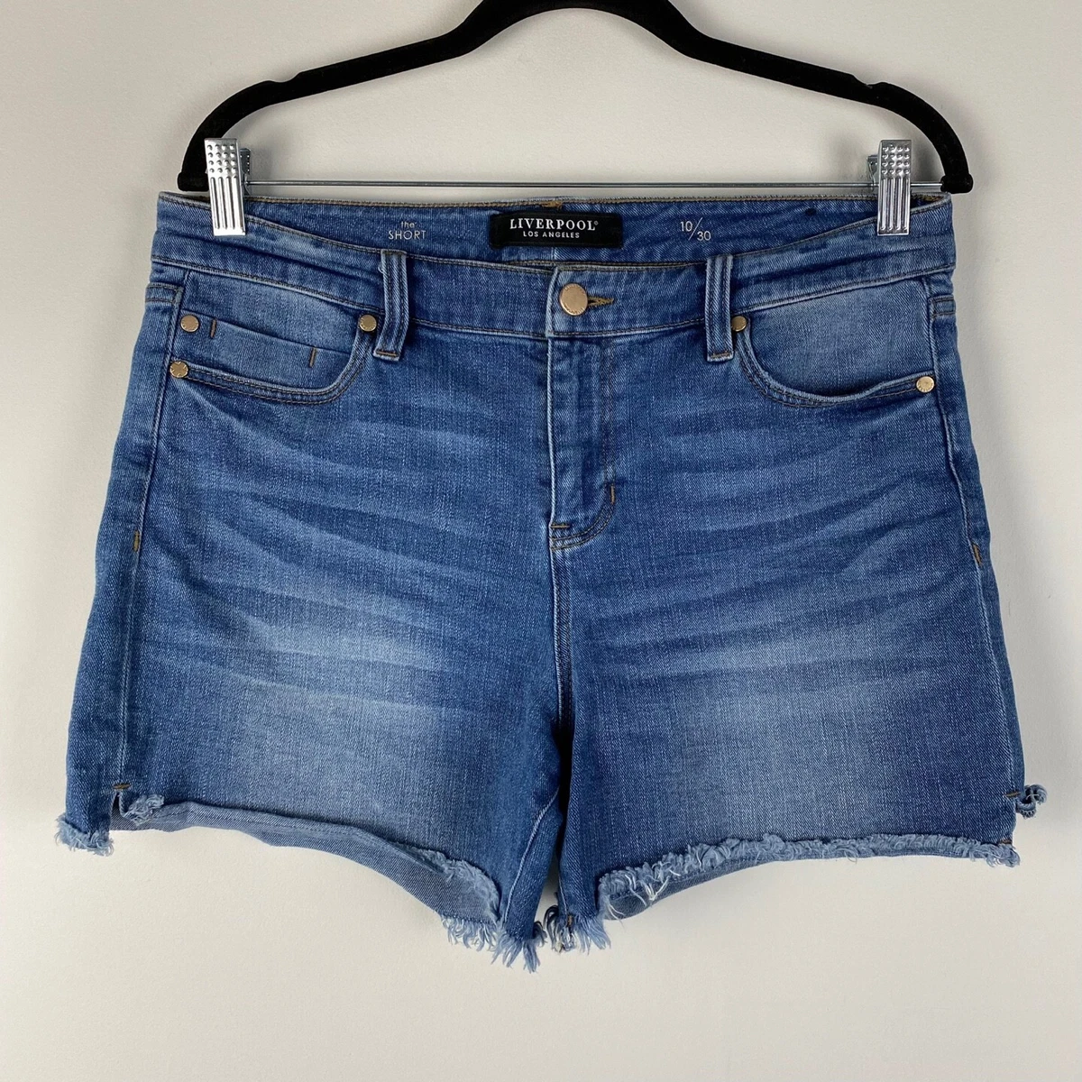 Liverpool Vickie Cut Off Denim Shorts 10 30 Arizona High Rise
