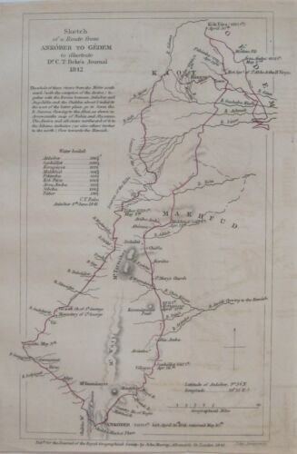 Original 1842 Arrowsmith Map SOURCES OF THE BLUE NILE Ankóber to Gédem Ethiopia - Afbeelding 1 van 10