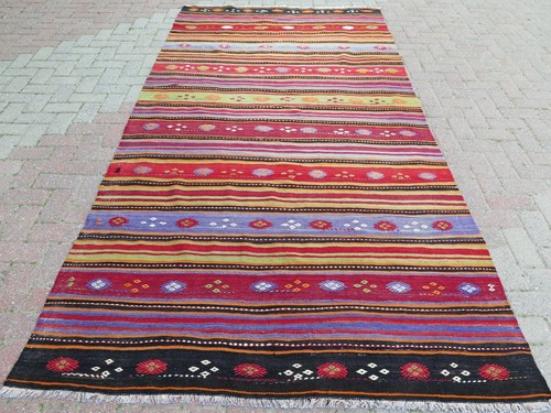 Turkısh Kilim Boho Rugs, Handmade Wool Rug, Teppich 60x120" Large Rug, Carpet