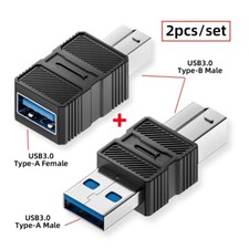 2 Pack USB 3.0 Type A/C to USB 3.0 Type B Adapter for Printer,Hard Disk,Camera