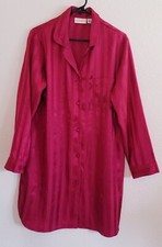 Jaclyn Smith Nightie Medium Red Striped Button Night Shirt Vintage Pajamas