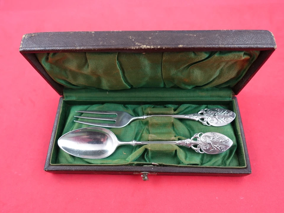 Lily aka 88 by Gorham Sterling Silver Child's Set 2pc Fork and Spoon Fitted Box - Image 2 of 4