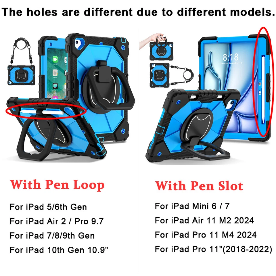 Funda giratoria con soporte de alta resistencia para iPad 7ª 8ª 9ª 10ª / (A16) Generación Foto 3 de 4