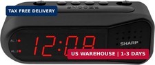 Sharp Easy-Set Digital Alarm Clock for Bedroom - Large Red LED Display, Ascendin