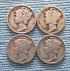 4 Coin Lot Of 90 % Silver Mercury Dimes