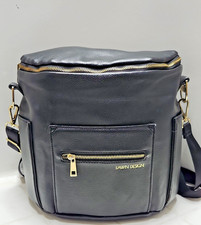 Fawn Design The Original Large Backpack Messenger Diaper Bag Blue Vegan Leather