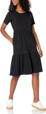 Amazon Essentials Women's Short-Sleeve Crewneck Tiered Cotton Dress