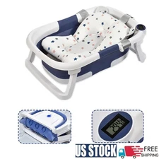 Foldable Baby Bath Tub Infant Shower Bathtub with Thermometerfor Newborns