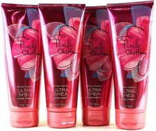 QTY 4 - Bath Body Works PINK CHIFFON Body Cream Lotion Moisturizer 8oz