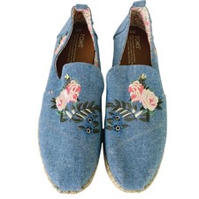 Toms Deconstructed Alpargata Rope Floral Embroidered Espadrille Flat Size 9W