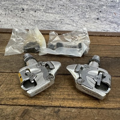 Vintage Shimano Dura-Ace Clipless Road Bike Pedals Silver Pair 9