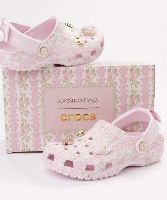 Crocs x LoveShackFancy Floral Pink White Clog Shoes Kids size 2