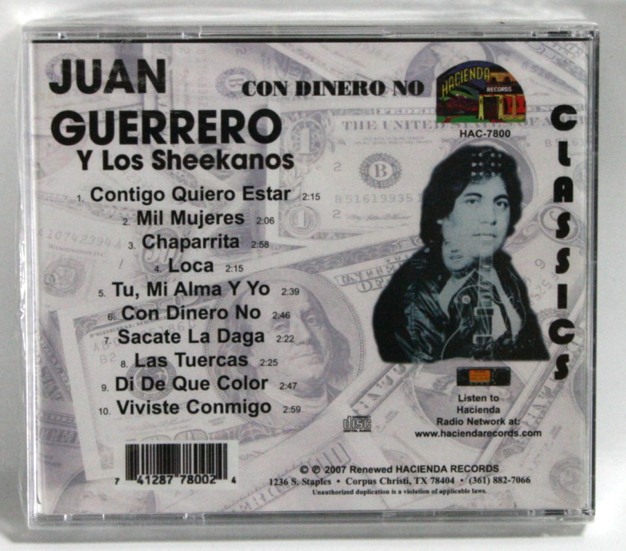 Juan Guerrero y Los Sheekanos - Cd - Con Dinero No - Latin Chicano Tejano Sealed