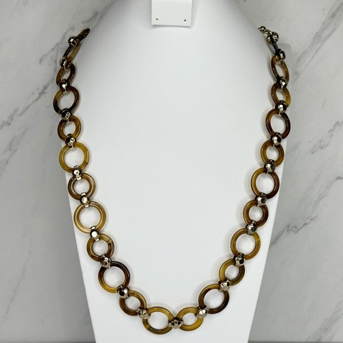 Liz Claiborne Chunky Plastic and Gold Tone Long Chain Link Necklace