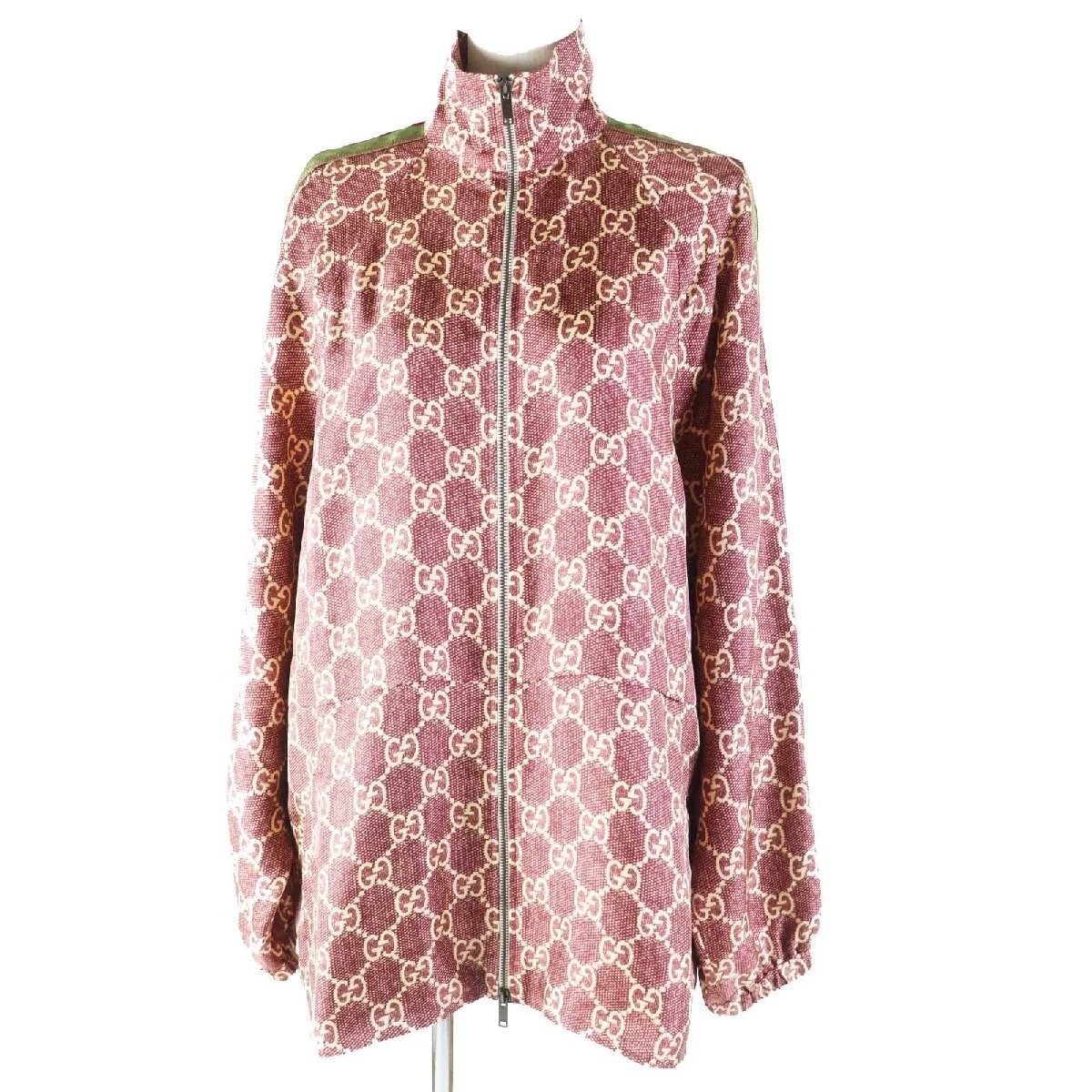 Veste Gucci 20AW 625007 soie GG imprimé suprême beige bordeaux taille S occasion